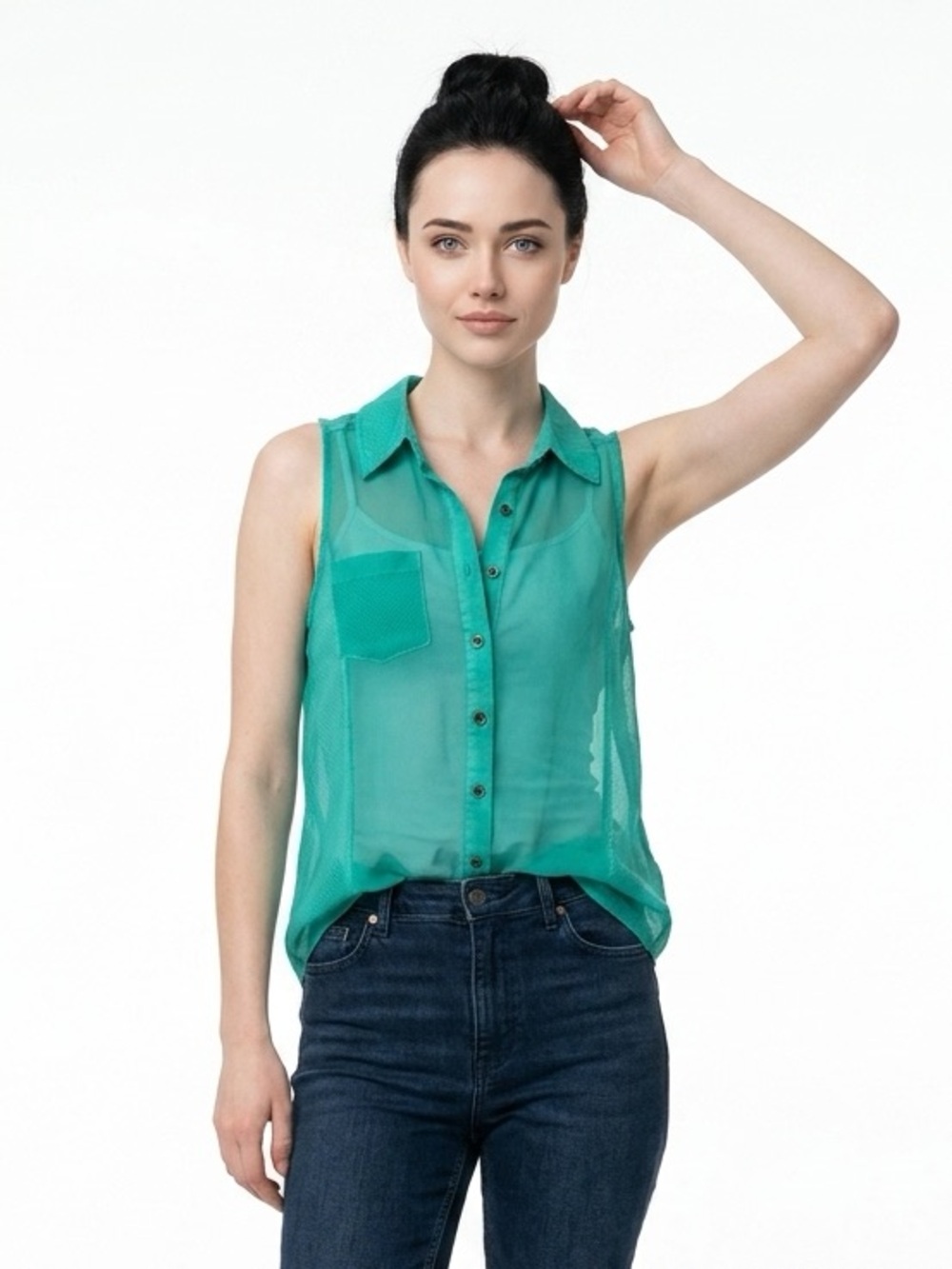 Free People |We The Free Teal Sleeveless Blouse| XS